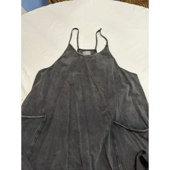 Free People FP Movement Jumpsuit Hot Shot One Piece Sz L Gray Wash Boho Slouchy - Picture 2 of 7